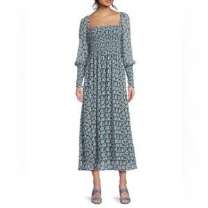 Hill House Grace Maxi Nap Dress in Pansy in Blue